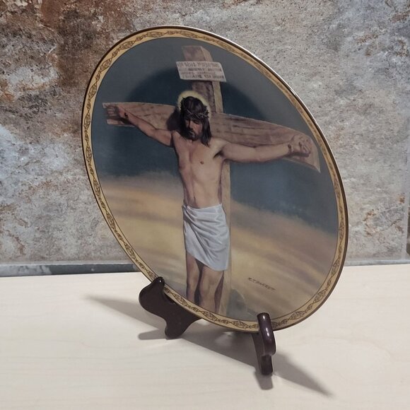 The Crucifixion Plate Robert T Barrett  Life of Christ Bradford Exchange 1994 - Picture 12 of 12